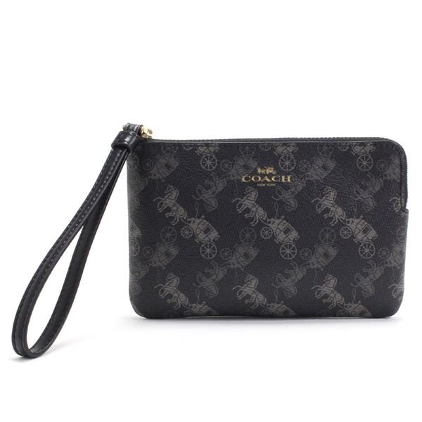 コーチポーチレディースCOACHPouchホースアンドキャリッジプリントブラックグレーマルチ88083IMQBE【送料無料♪】
