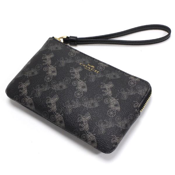 コーチポーチレディースCOACHPouchホースアンドキャリッジプリントブラックグレーマルチ88083IMQBE【送料無料♪】