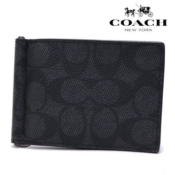 【美品 黒 コーチ マネークリップ シグネチャー 財布 コインケース C8273 楽天市場】コーチ COACH メンズ 二つ折り財布 カードケース