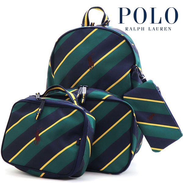 【お買い物マラソンセール!】 ポロ ラルフローレン リュック ランチバッグ ポーチ付き レディース メンズ Polo Ralph Lauren バックパック バッグ グリーン 9AR077 ECJ 【送料無料】 |MKcollection