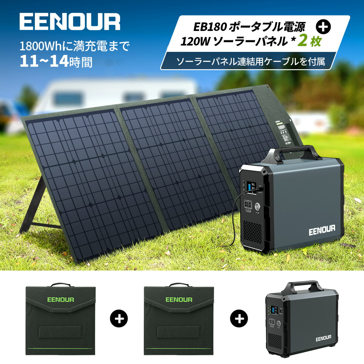 楽天市場 2点セット クーポン利用で109 0円 Eenour ポータブル電源 ソーラーパネル セット Eb1 ポータブル電源 大容量 ポータブル電源 1000w ソーラーパネル 1w 非常用電源 蓄電池 防災グッズ 車中泊 非常用電源 充電 バッテリー 折り畳み 家庭用 324 000mah