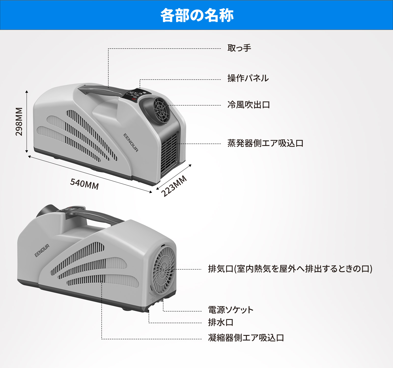 EENOUR ポータブルエアコン スポットクーラー 0.85kW アウトドア