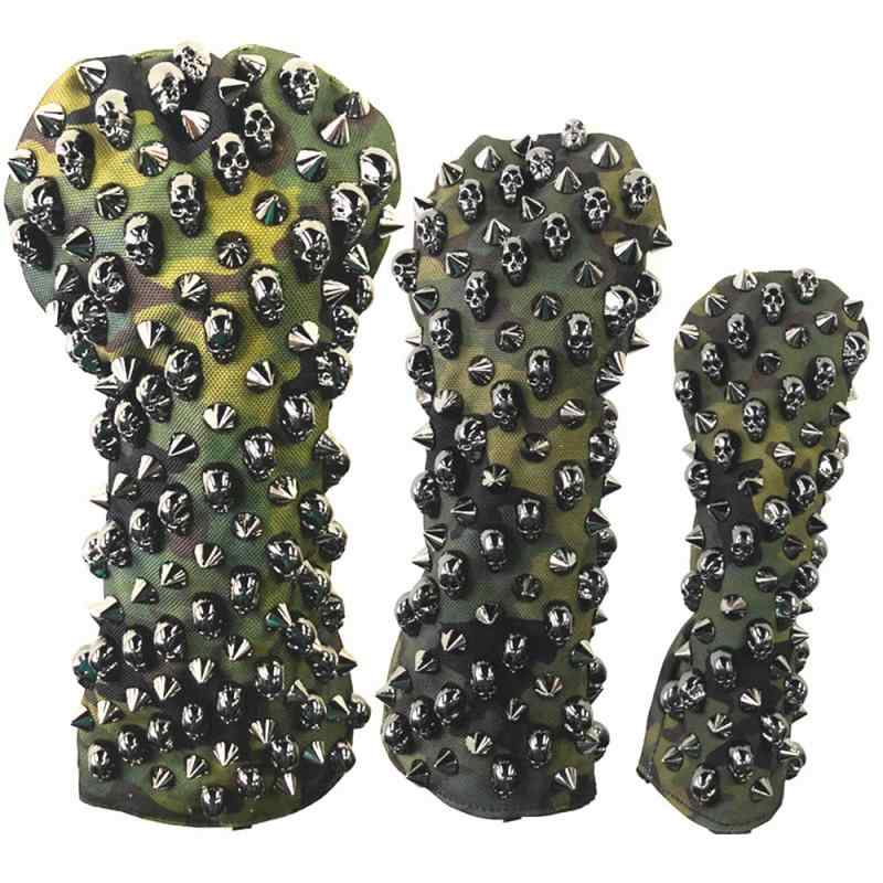 鵞鳥黒いこと リベットヘッドカバーゴルフ Headcovers １番ウッド/木材/ありがた味 上端覆いかぶせる 3個仕掛ける DR*FW*UT 変装