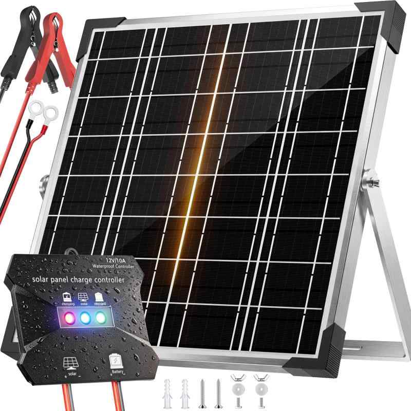 Voltset ソーラーパネルキット、単結晶太陽電池トリクル充電器メンテナー