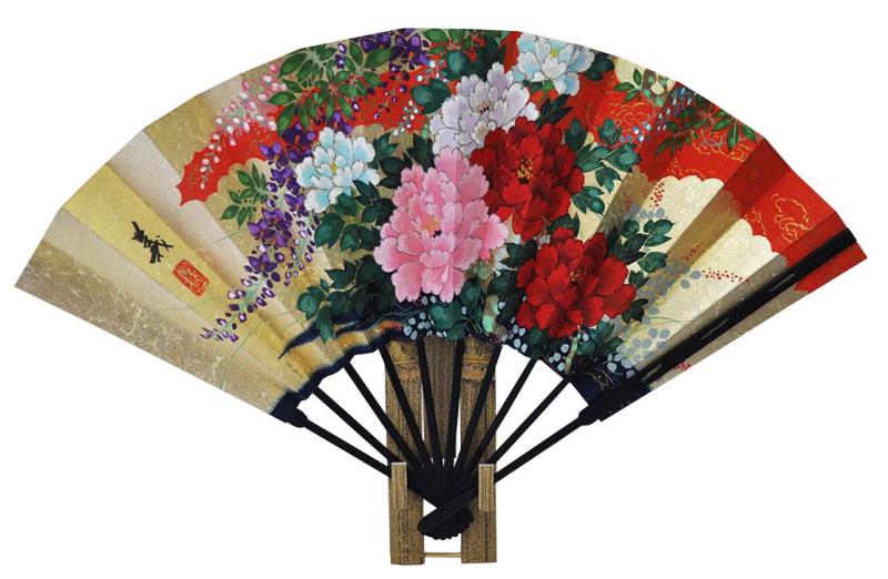 〈京扇子〉仕舞両面飾り扇子 百花/桜 扇子立付箱入｜MK店
