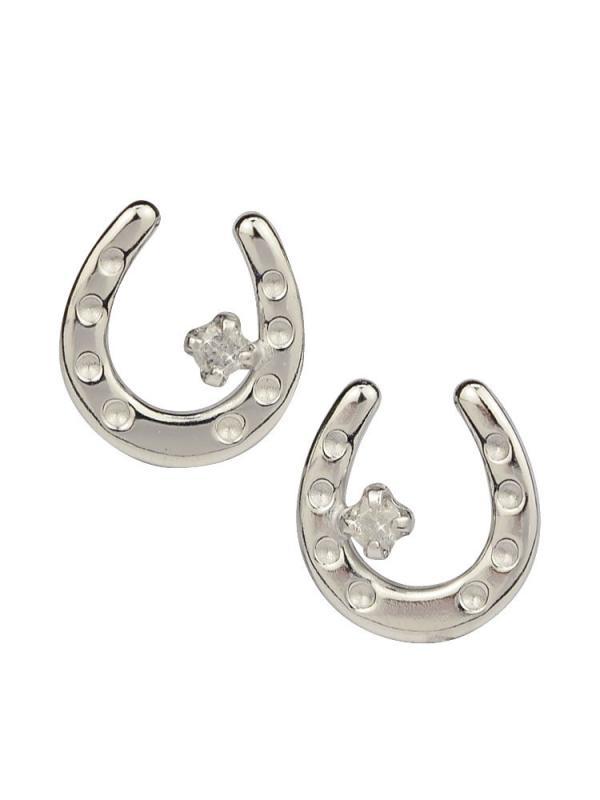 [四葉のクローバー] 14金 ダイヤモンド ホースシュー 馬蹄 ピアス 14k K14 ホワイトゴールド 4月 誕生石 レディース 女性 ：Kk86｜MK店