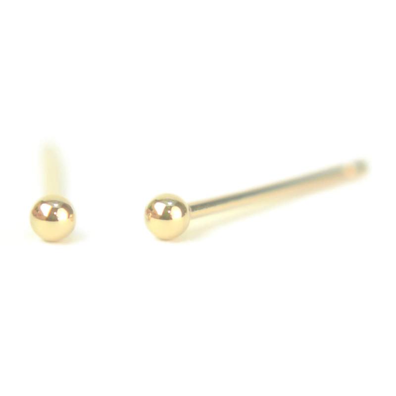 【18金ピアス】 セカンドピアス 軸太 K18PGピンクゴールド丸玉ピアス 2mm ピアス芯幅太長めタイプ 太さ0.8mm長さ12mm 1ペア両耳販売 レディース 小ぶり 日本製 ボールピアス 幅太 福耳 シンプル