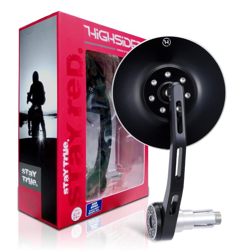 デイトナ HIGHSIDER (ハイサイダー) バイク用 バーエンドミラー 片側1本 アダプター付属 ハンドル内径12-22mm対応 新保安基準適合 ECE規格クリア