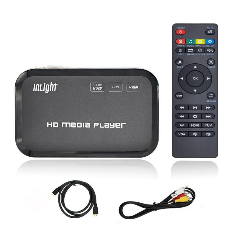 InLight メディアプレーヤー HDMI/VGA出力USB/OTG/SD/AV/TV/AVI/RMVB/MKV/FLV フルHD 1080P対応 再生マルチ出力