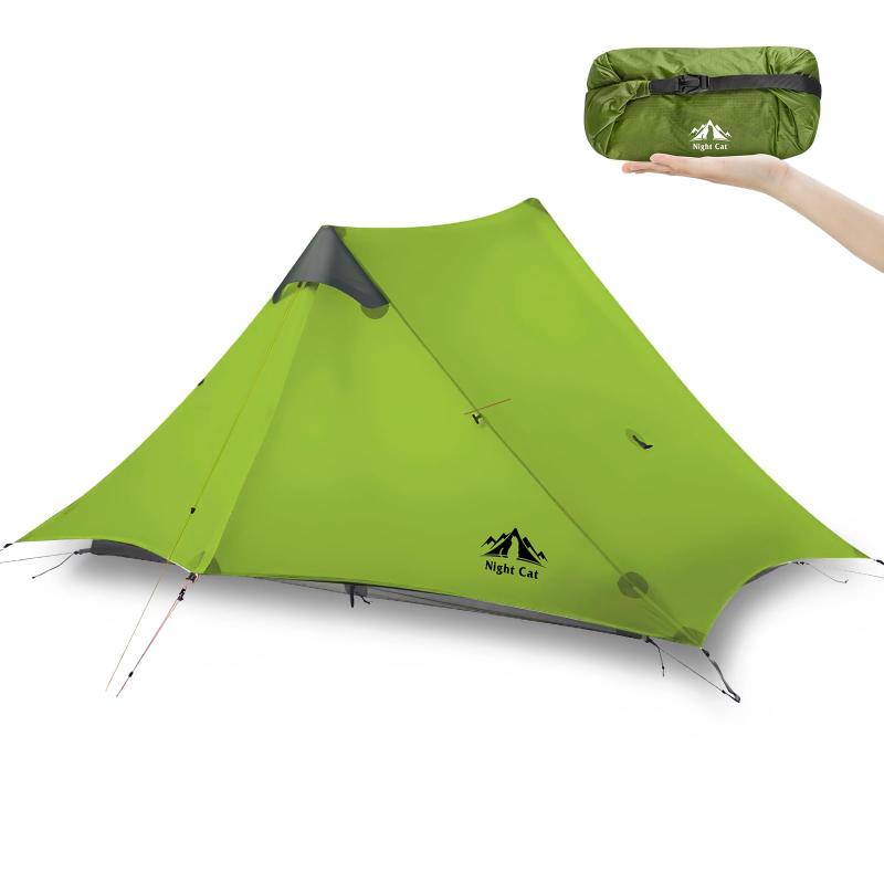 Night Cat 超軽量1 2人用テント 防水 プロキャンプテント 登山 バックパッキング ハイキング ビビーテント 二層構造 耐水圧5000mm 大雨対策 3シーズン トレッキングポール別売｜MK店