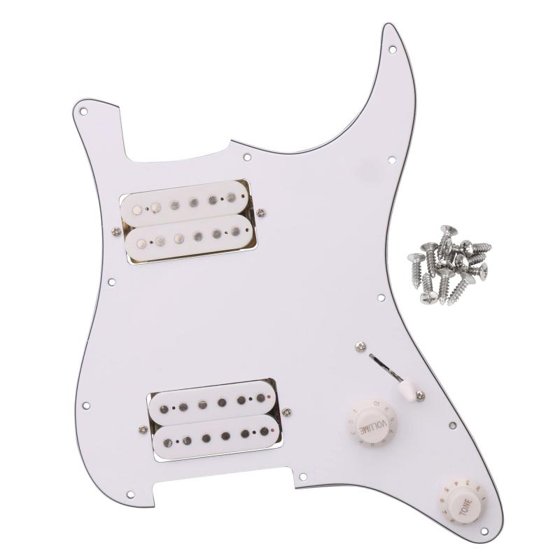 Yibuy ホワイト 11Hole 有線プレートピックガード HHハムバッカー ギター用