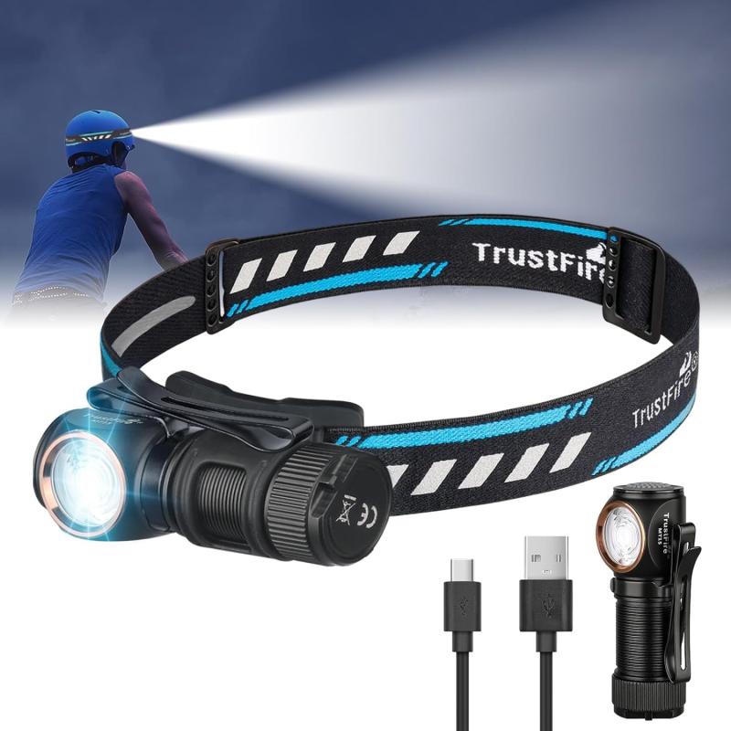 TrustFire 前照灯 申し受ける式 閃光電球点火装置 懐中照明ランプ 兼用 LED頭顱照明ランプ 末たのもしい 5種点灯流行り物 アウトドア用前照灯