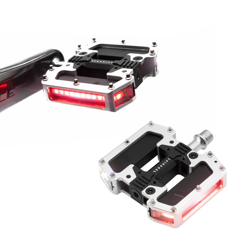 REDSHIFT ARCLIGHT PRO Flat Bicycle Pedals with LED Lights, Auto On-Off, 36+ hr Battery, USB Rechargeable, Weatherproof, Flat Al