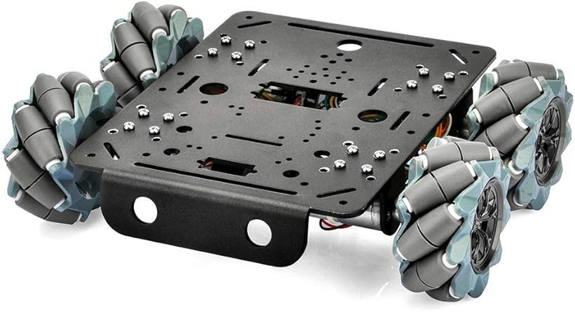 【ランキング1位入賞】OSOYOO メカナムホイール ロボットカーシャーシ 4WD 80mm DC12Vモーター Arduino Raspberry Pi micro bit適用 360°全方向移動Omni directional DIY
