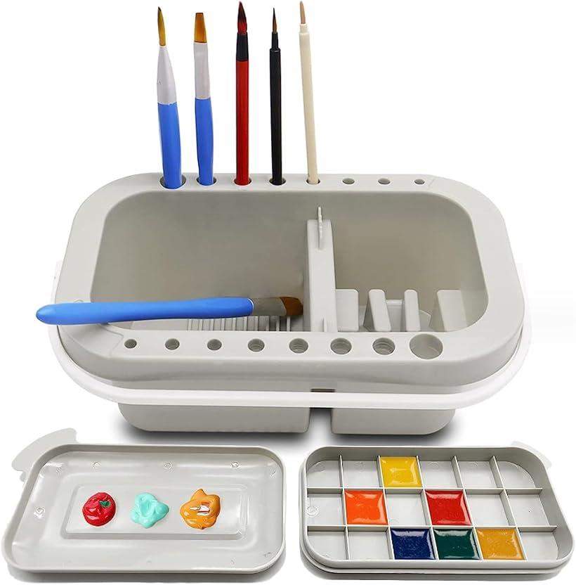 楽天市場】筆洗い バケツ 絵具 ブラシスタンド 絵皿 画材 取っ手付き
