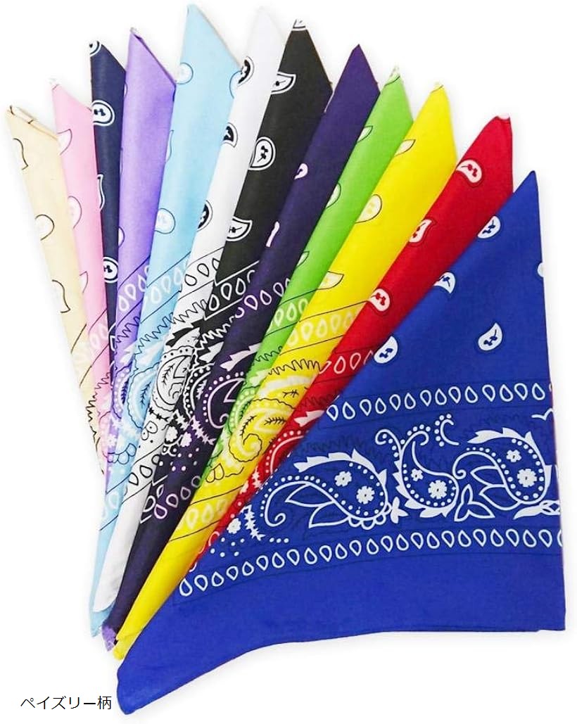楽天市場】大判 バンダナ 12色 12枚 セット 三角巾 ハンカチ スカーフ