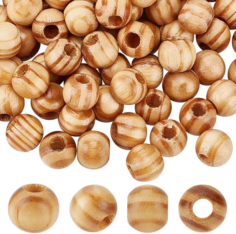 楽天市場】120個3色 天然木製ビーズ 大穴ウッドビーズ ラウンド木