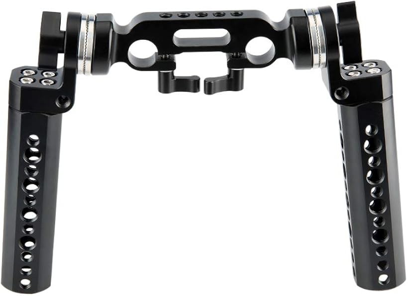 ロゼットハンドルグリップ 2本セット ＋ 15mmダブルロッドクランプ ロゼットアダプター付き 1/4ネジ穴付き ハンドグリップ ロゼット付き DSLRカメラ フォローフォーカス用 ハンドルショルダーリグ用 ―253