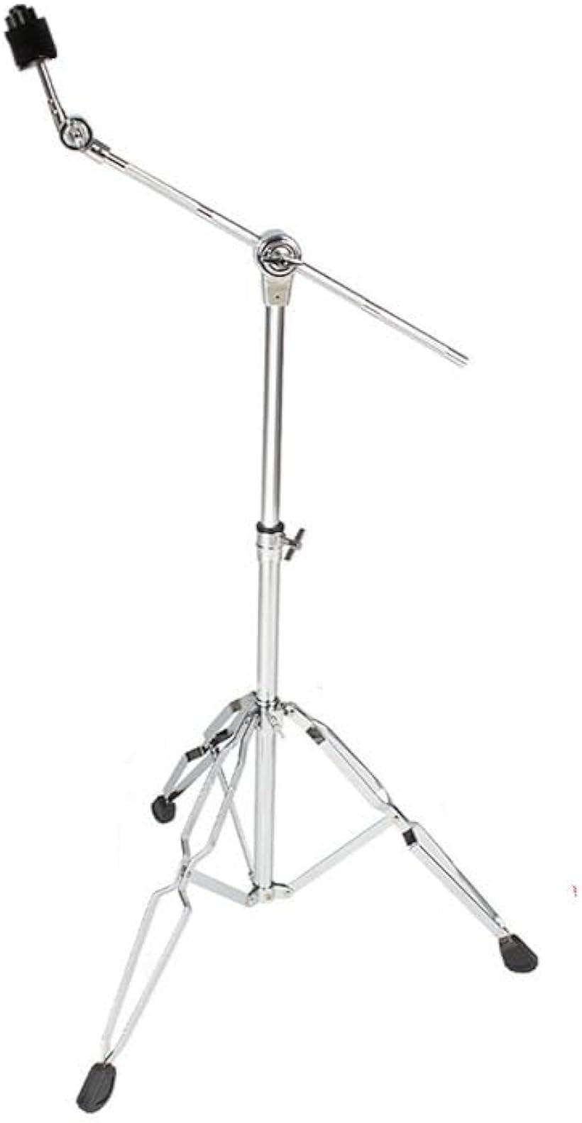 Cymbal Stand, Straight Boom, Double Brace, Musical Instrument Accessory with Leg Rubber Feet, Height Adjustable, 70-120cm, Foldable, Compact (Silver)