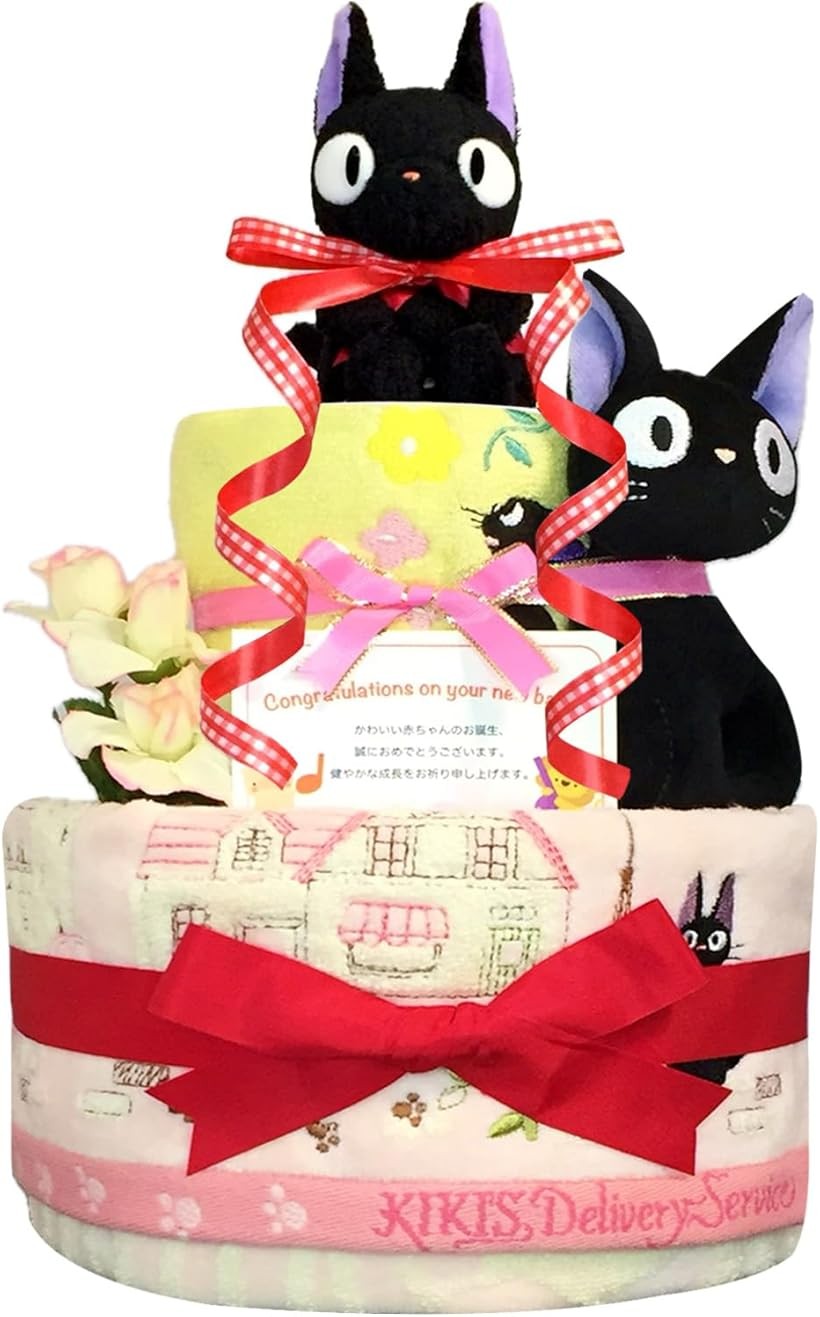 おむつケーキ 女の子 出産祝い 赤ちゃん 誕生日 ベビーシャワー ギフト (ピンク, 2段 Sサイズ)｜エムラインストア
