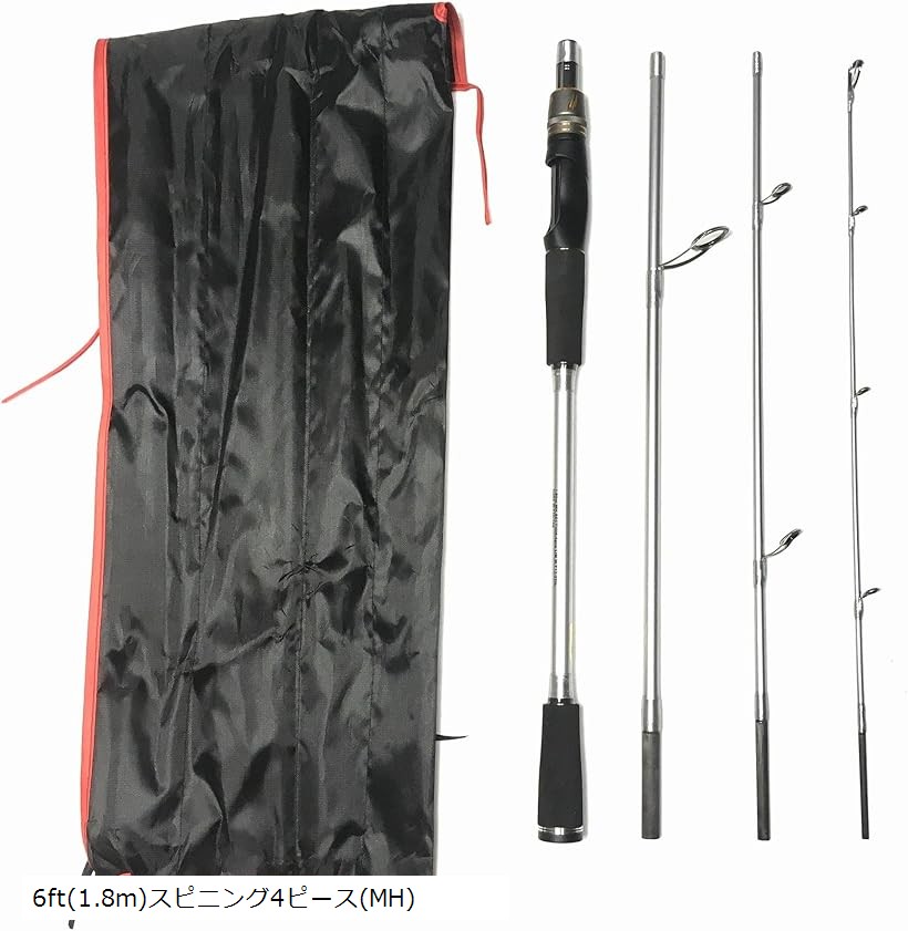 EVA 6フィート スピニング パックロッド 4ピース MH ルアー バス釣りロッド トラベルロッド シーバスロッド 6ft 6ft(1.8m)スピニング4ピース(MH)