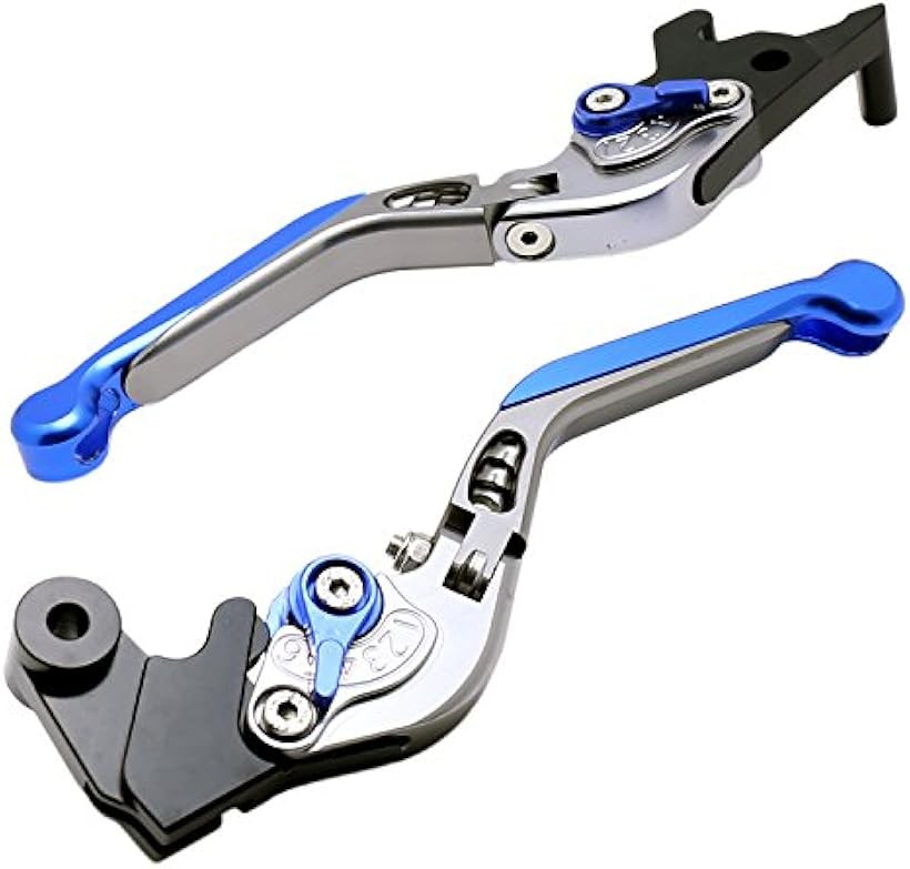 6段調節 可倒式 長さ調整可能 ブレーキレバー クラッチレバー YZF-R25 YZF-R3 MT-25 MT-03 nkr1025 ガンメタ ブルー (ガンメタ ブルー)｜エムラインストア 7,260円