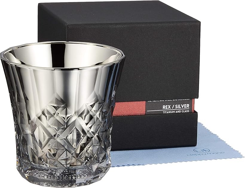 ロックグラス チタンミラー 日本製 ウィスキー ワイン 焼酎 ハイボール お酒がまろやかに クロス付 Silver Rex (Rex)｜エムラインストア