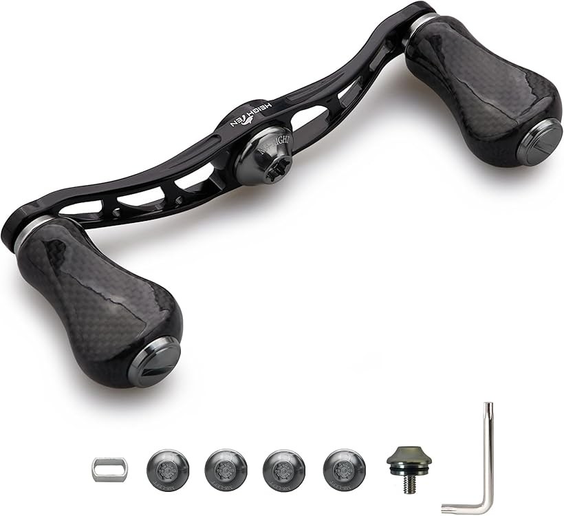 リール ハンドル カーボンノブ搭載 シマノ SHIMANO ダイワ DAIWA アブ Abu 通用 ベイトリール Arch Gourd Series (90mmハンドル - 20mmノブ - ガンメタル)｜エムラインストア