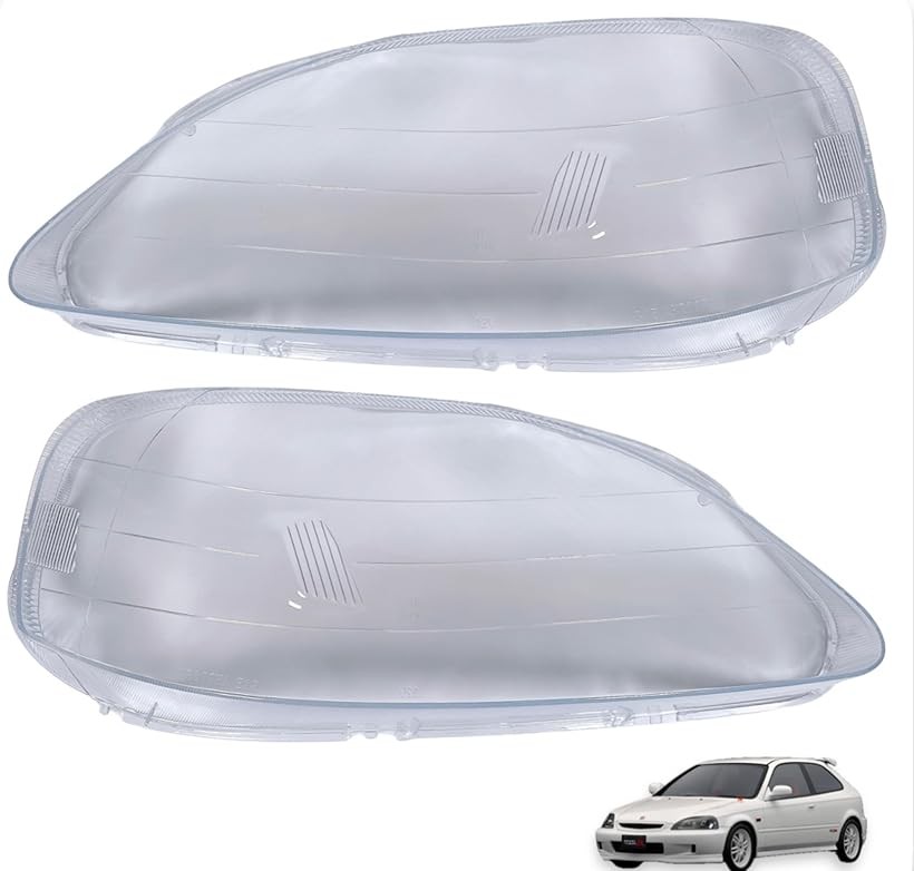 互換品シビック ヘッドライト レンズ 後期 EK9 EK2 EK3 EK4 EK5 1999 2000 2001 交換 リペア 劣化 飛び石 ひび 黄ばみ (左右セット)｜エムラインストア