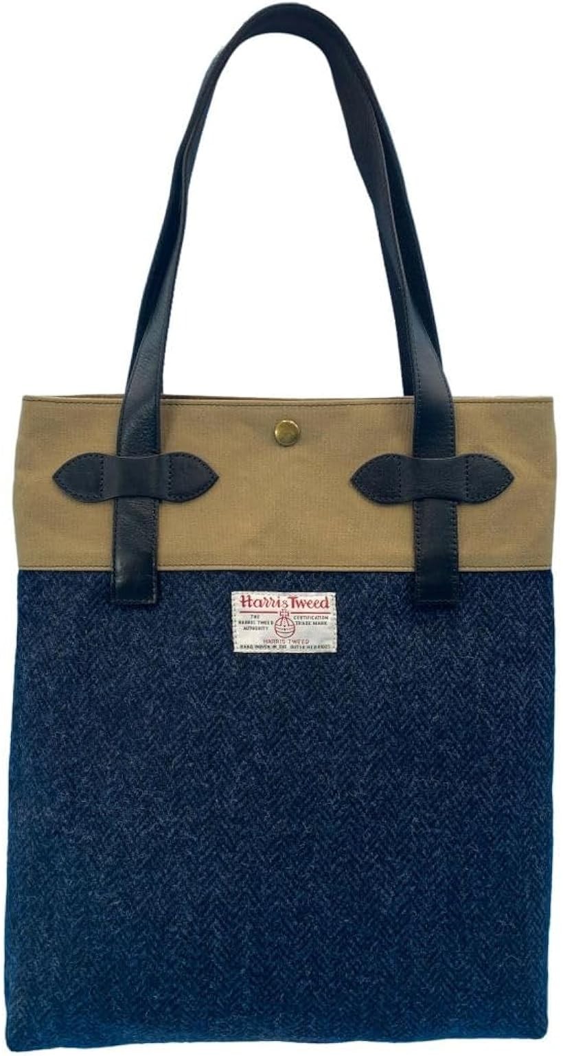 Harris Tweed ハリスツイードｘパラフィン帆布の縦型トート、牛革付属 WG2421-NVH (NVH)｜エムラインストア
