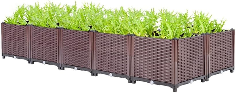 組立式ガーデンボックス プランターボックス キャスター付き プラスチック 園芸 鉢植え入れ 花 植物 野菜栽培 自由組立 移動便利 (2階2列10個セット, 200x80x42CM)|エムラインストア