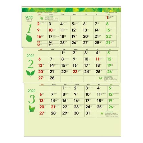 Calendar グリーン 3ヶ月 Eco M 壁掛け カレンダー 22 年 上から順タイプ トーダン シンプル オフィス 実用 書き込み 令和4年暦 マシュマロポップ Giosenglish Com
