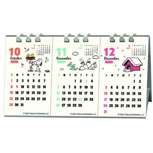 スヌーピー 3ヵ月卓上カレンダー