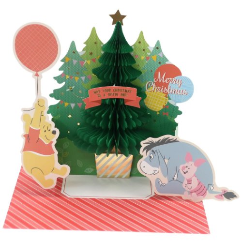 クリスマスカード くまのプーさん ハニカムツリー ディズニー APJ 封筒付きグリーティングカード メール便可 マシュマロポップ画像