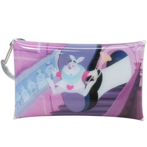 ディズニー ミニポーチ カラビナ付き クリア マルチケース S 白うさぎ ふしぎの国のアリス マリモ