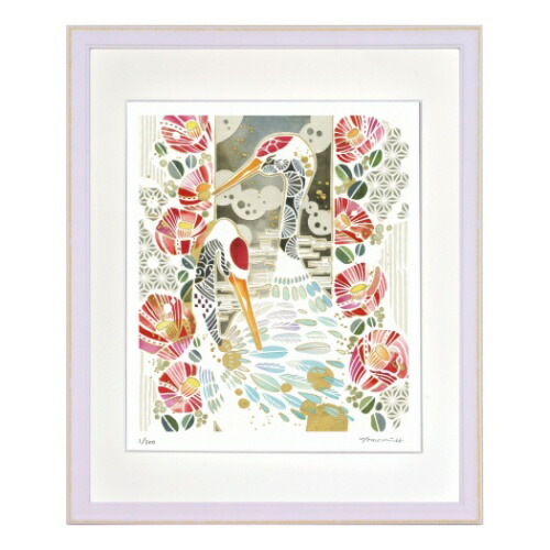 アートフレーム 平石 智美 動物画 鶴と椿 美工社 Zth 614 ギフト 額付き 切り絵作家 インテリア 取寄品 マシュマロポップ Novix Com