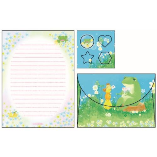 吉田麻乃 手紙セット レターセット カエルとヒヨコの森のお手紙 収納ファイル付 クローズピン