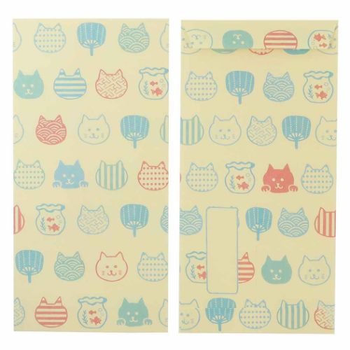 伊予和紙ふわり ポチ袋 ぽち袋 フロンティア 封シール付き 3枚セット 大人可愛い 夏柄 ねこ4 大