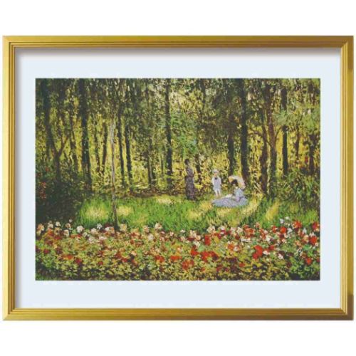 【ポイント10倍 & クーポン！】アートポスター クロード モネ Claude Monet The family of the Artist in the Argenteuil garden 美工社 額付き ギフト インテリア 取寄品 マシュマロポップ