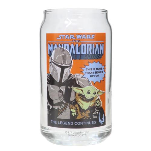 ガラスコップ スターウォーズ 缶型グラス マンダロリアン＆グローグー オレンジ STAR WARS サンアート プレゼント ギフト マシュマロポップ画像