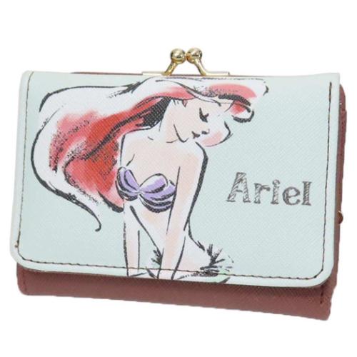 【ポイント10倍 & クーポン！】ミニウォレット リトルマーメイド 三つ折りがま口財布 アリエル 水彩タッチ柄 ディズニープリンセス アートウエルド コンパクト財布 マシュマロポップ 4,575円