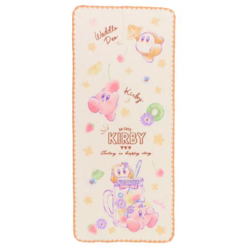 フェイスタオル 星のカービィ シャーリングロングタオル オーガニックコットン シャイニーポップフルーツ 丸眞 新生活 メール便可 マシュマロポップ画像