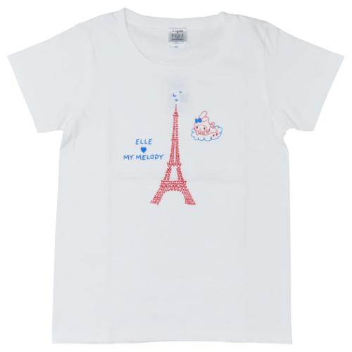 【ポイント10倍 & クーポン！】Tシャツ マイメロディxELLE レディースT-SHIRTS WLサイズ タワー ホワイト サンリオ ワタナベ 半袖 メール便可 マシュマロポップ