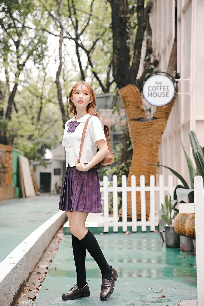 半袖 嬢額素性 制装束 一揃いjk コスプレ 褒章 コスプレ拵え パープル むらさき 紫 検見 性 夏服 ミニスカ 萌え 学生服 余興 半袖 プリーツスカート 私立 高等学校生 なんちゃってユニホーム 麗しげコスプレ レディース 被服 ルードガール Rudegirl 6758 パープルの