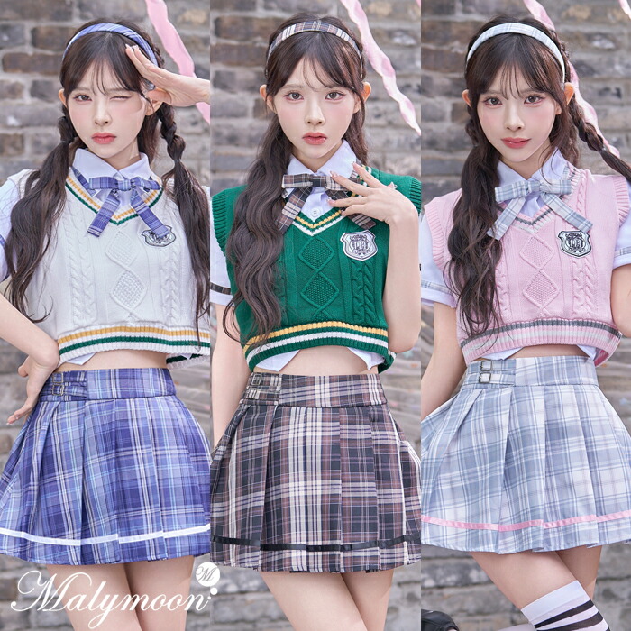[正規品]【ピンクは予約】コスプレ セーラー ブレザー 制服 緩苺 チェック柄 ミニスカート JK カチューシャ ベスト リボン 女子高生 ニーハイソックス スクールガール コスチューム 衣装 仮装 レディース cosplay costume マリームーン malymoon【9966】