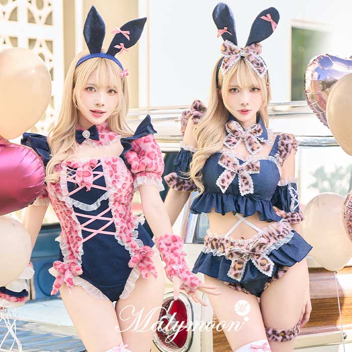 [正規品](即納)コスプレ バニーガール バニー ピンク アニマル レオパード レオタード ヒョウ柄 デニム ギャル セパレート レディース 大人 女性 malymoon マリームーン【CS25186】【CS25187】