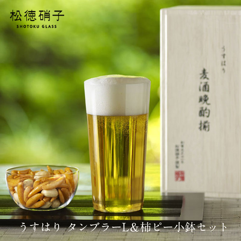 【贈り物】ビールグラス ビアグラス ビアグラス 人気 うすはり タンブラーＬ+柿ピー小鉢セット-2911092 【松徳硝子】 mmis 新生活 インテリア