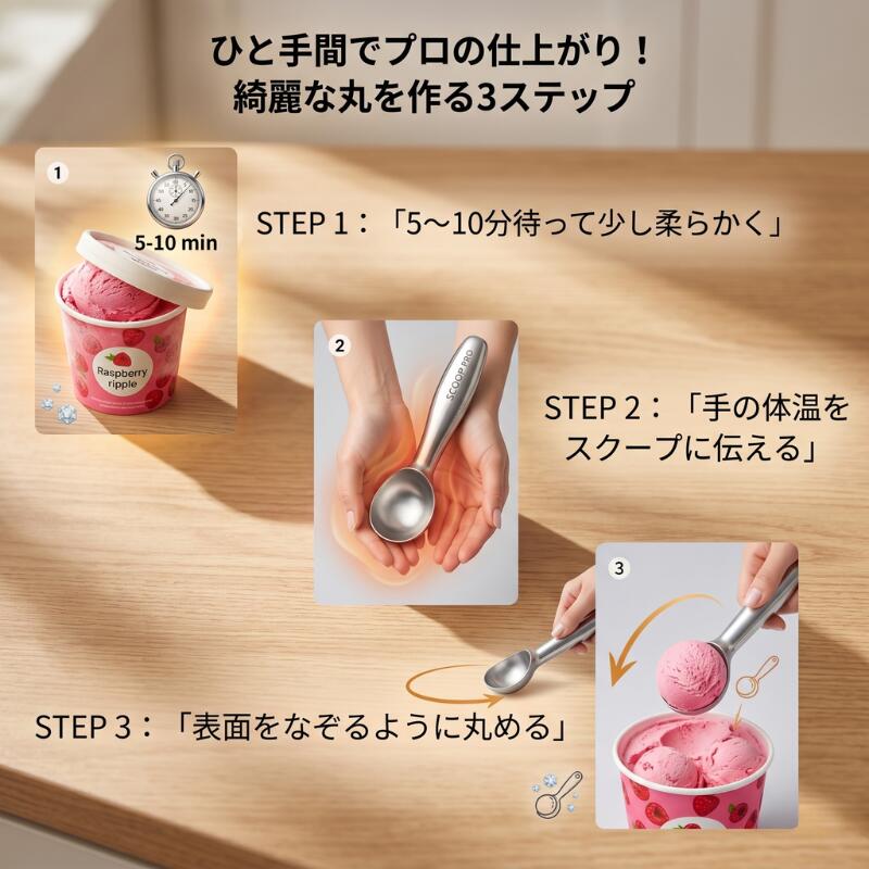 アイススクープ アイスクリームスクープ 子供でも簡単にアイスがまあるくできる アイス すくう 器具 アルミ製で簡単にすくえる 選べる5サイズ 【食洗器不可 耐熱60℃】アイスすくうやつ MMMoru