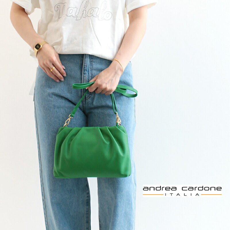 Andrea Cardone アンドレアカルドネ ドローストリングショルダーバッグ  1620【RCP】 ショルダーバッグ ハンドバック なめし革御徒面子 スエードクロス御徒面子 オケージョン