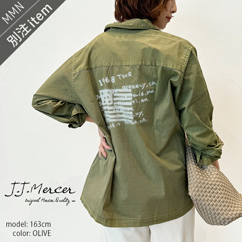 J.J.Mercer×MMN【別注品目】 ジェイジェイマーサー ファティーグシャツ JJM-26SEW300【RCP】2026SS トップス ロゴタイプ刷り上げる ミリタリープルオーバー ライトアウター 羽織り
